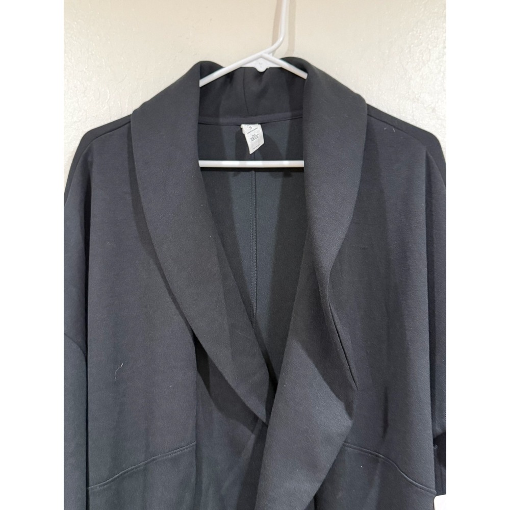 Yogalicious Scuba London Cardigan Black Open Front Thumbhole Wrap Jacket Small - Picture 6 of 7